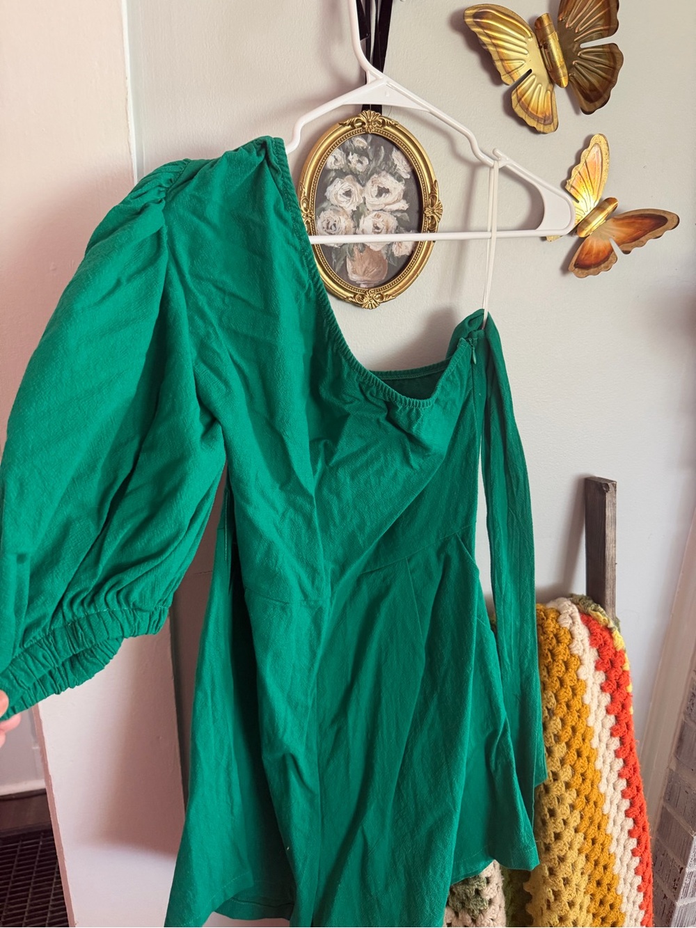 Green One-Shoulder Women's Romper